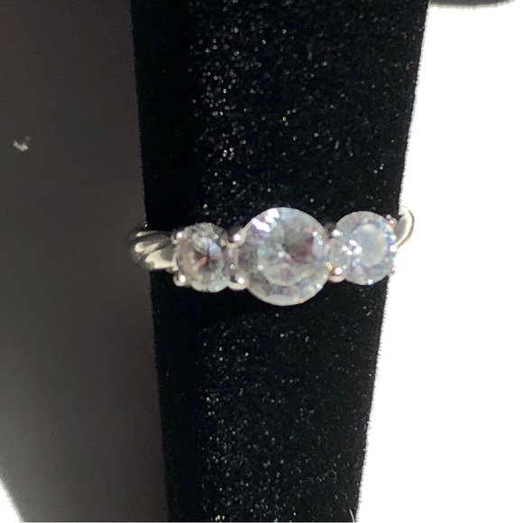 Sterling Silver Three Sparkling Stone Ring - Picture 10 of 14